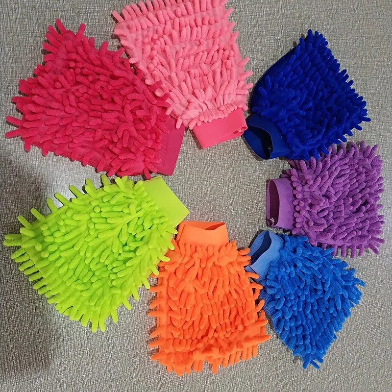 1PC Double-sided Microfiber Washable Car Washing Gloves Car Care Cleaning Gloves Cleaning Cloth Towel Mitt Car Accessories