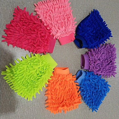 1PC Double-sided Microfiber Washable Car Washing Gloves Car Care Cleaning Gloves Cleaning Cloth Towel Mitt Car Accessories