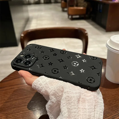 Luxury Retro Classic Phone Case For iPhone 16 15 14 13 12 11Pro Max XR X XS 12Mini 14 15 16 Puls Soft Silicone Black iPhone Case