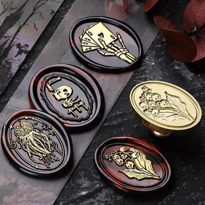 Wax Seal Stamp Dark Series Halloween Fear Skeleton Relief Stamp Head  For Scrapbooking Cards Envelopes Wedding Invitations Gift
