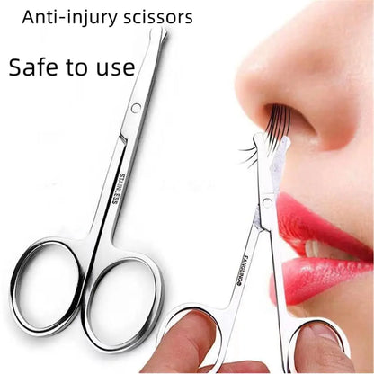 Small Scissors for Personal Facial Hair Grooming Rounded and Curved Safety Scissors Se for Trim Men/Women Eyebrows,Nose Hair