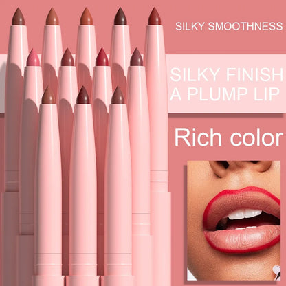 6PC Velvet Matte Lipstick Pen Nude Brown Lip Liner Pencil Kit Smooth Rose Red Pigment Waterproof Long Lasting Dye Cheek Lip Tint