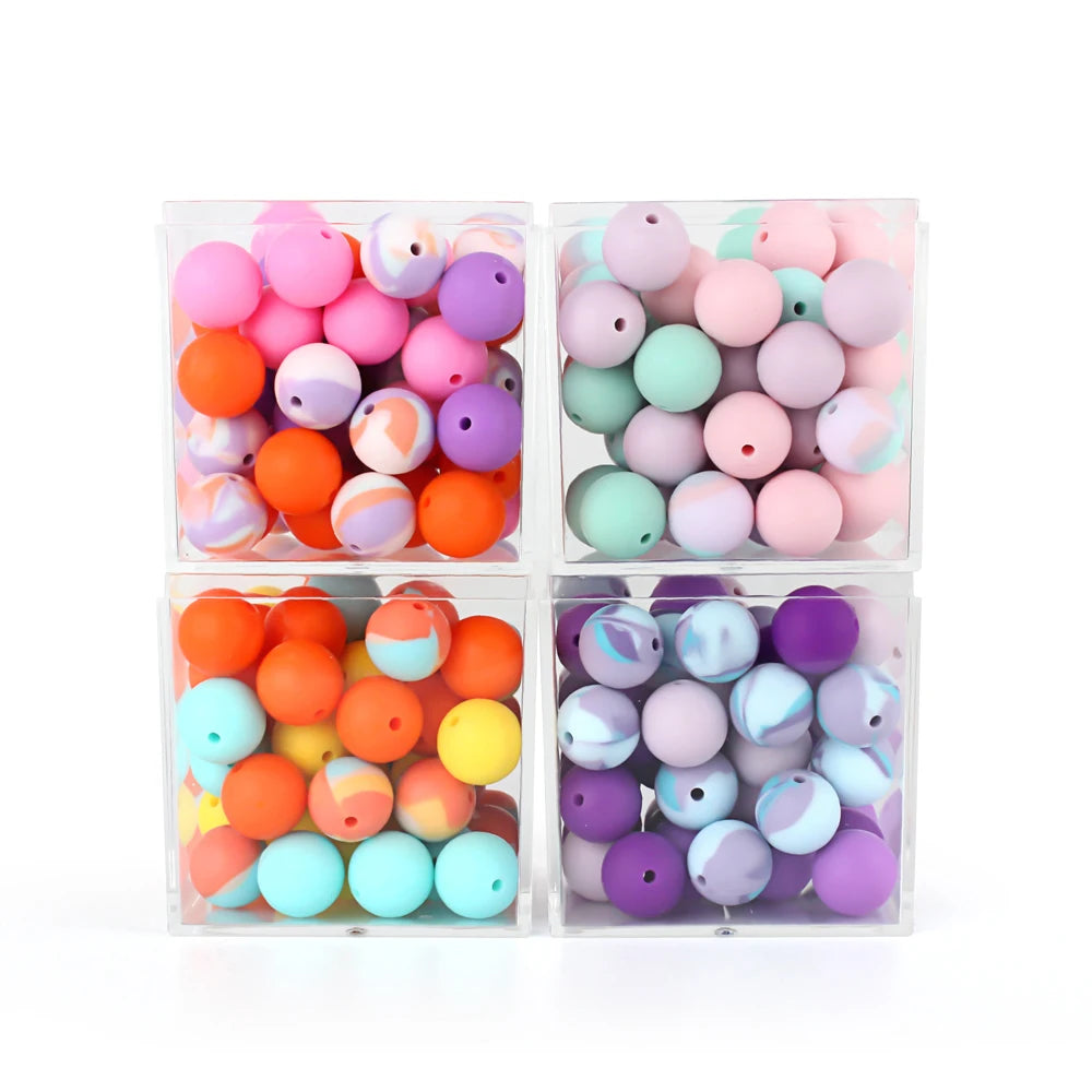 50Pcs 12mm Baby Silicone Beads BPA Free Baby Round Beads Teether Teething Pearl Ball Food Grade For Necklace Pacifier Chain Toys