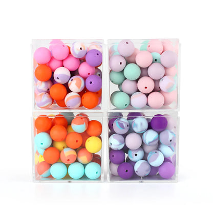 50Pcs 12mm Baby Silicone Beads BPA Free Baby Round Beads Teether Teething Pearl Ball Food Grade For Necklace Pacifier Chain Toys