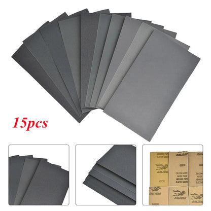 15pcs Car Surface Sand Paper 400-3000 Grit Car Metal Glass Ceramics Wood Polishing Sandpaper Wet/Dry Use