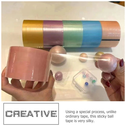 6 Rolls Adhesive Tapes Sticky Ball Tape Colorful Stress Relaxing Sticky Ball Tape Toy Party for Relaxing Toy Rolling Craft Gifts