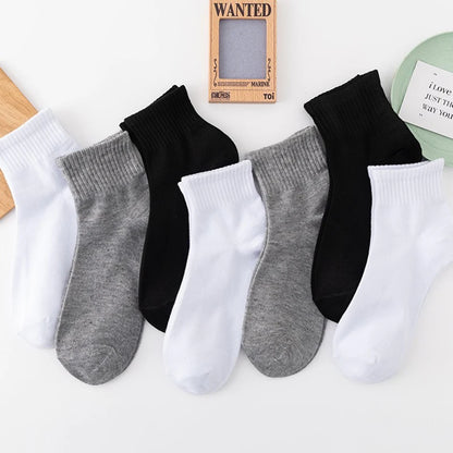 ALLTOOALL 5 Pairs/Lot Men's Solid Color Socks Black White Business Casual Sports Sock Man Cotton Mesh Breathable Short Socks