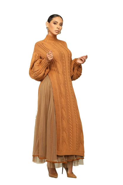 Muslim Women Knitting Dress Modest Robe Vestidos Dubai Saudi Arabic Morocco Abaya Jalabiya Eid Ramadan Knitted Dresses Abayas