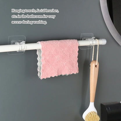 1/2pcs Nail-Free Adjustable Curtain Rod Holder Clamp Hook Rod Bracket Holders Adhesive Wall Curtain Fixed Clip Hanging Rack Hook
