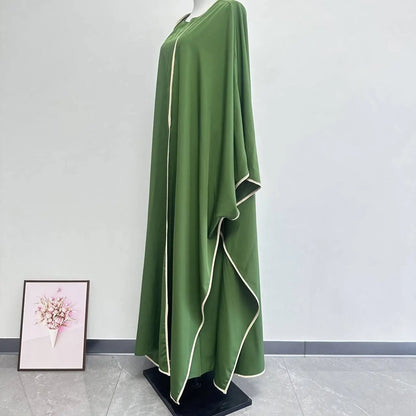 Muslim Women Dress Two Piece Set Eid Ramadan Morocco Dubai Open Abayas Vestidos Arab Cardigan Robe Suit Islam Modest Kaftan
