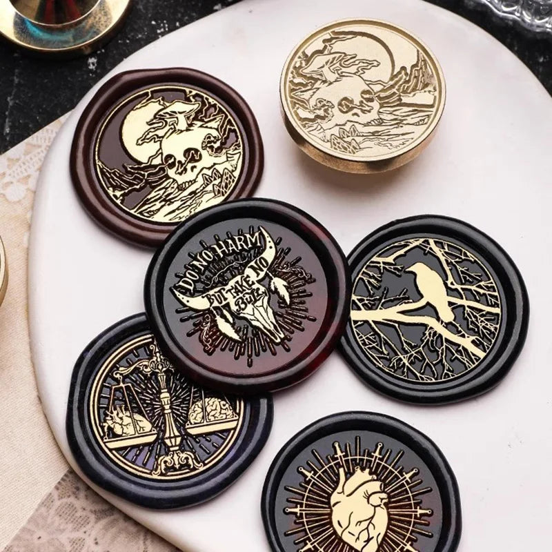 Wax Seal Stamp Dark Series Halloween Fear Skeleton Relief Stamp Head  For Scrapbooking Cards Envelopes Wedding Invitations Gift
