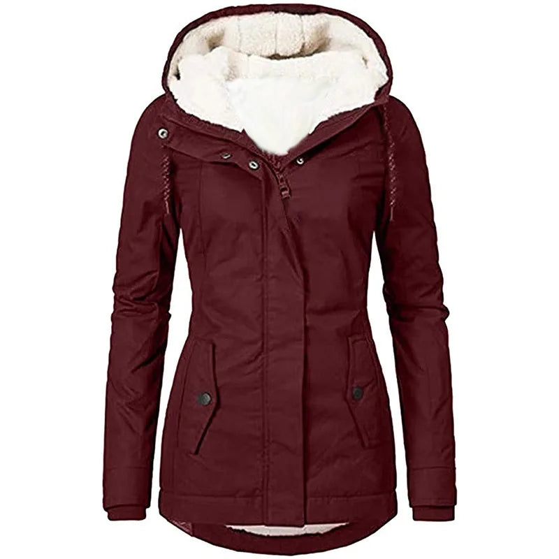 Women Splice Zipper hooded Coats