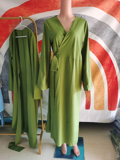 Eid Muslim Modest Dress for Women Abaya Morocco Ramadan Lace-up Abayas Kaftan Islam Solid Dubai Arab Long Robe Maxi Vestidos