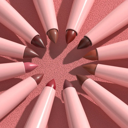 6PC Velvet Matte Lipstick Pen Nude Brown Lip Liner Pencil Kit Smooth Rose Red Pigment Waterproof Long Lasting Dye Cheek Lip Tint