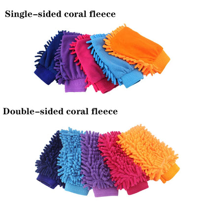 1PC Double-sided Microfiber Washable Car Washing Gloves Car Care Cleaning Gloves Cleaning Cloth Towel Mitt Car Accessories