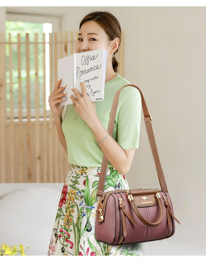 Genuine Luxury Shoulder Croosbody Bags for Women Designer Casual Tote Female Boston Quality Soft Leather Purses and Handbags Sac