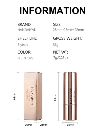 Double-headed Face Bronzer Highlighter Stick Concealer with Brush Face Contour Cream Moisturizing Natural 3D Nose Shadow Makeup