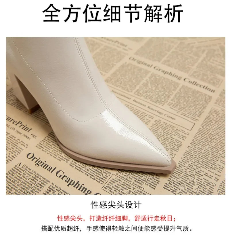 High Heels Ankle Women's Boots Pointed Toe Sexy Shoes for Women 2024 New Side Zip Classic Daily Boots Women Boots Botas