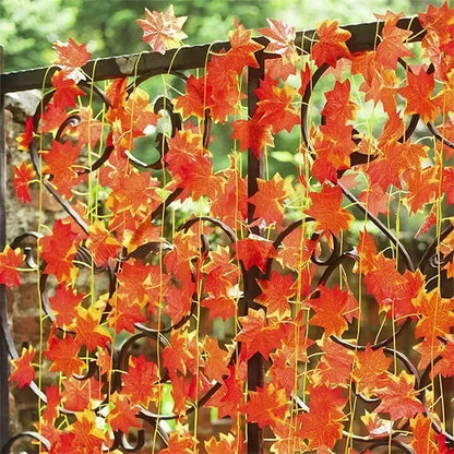 30-1PC Artificial Maple Leaves String Maple Leaf Garland Plants Christmas Garden Indoor For Wedding Party Home Autumn Decoration