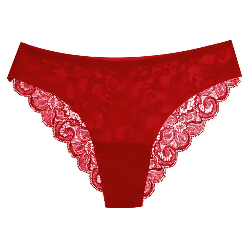 TrowBridge 3PCS Women's Panties Set Sweet Lace Underwear Soft Silk Satin Lingerie French Romantic Woman Briefs Female Sexy Panty