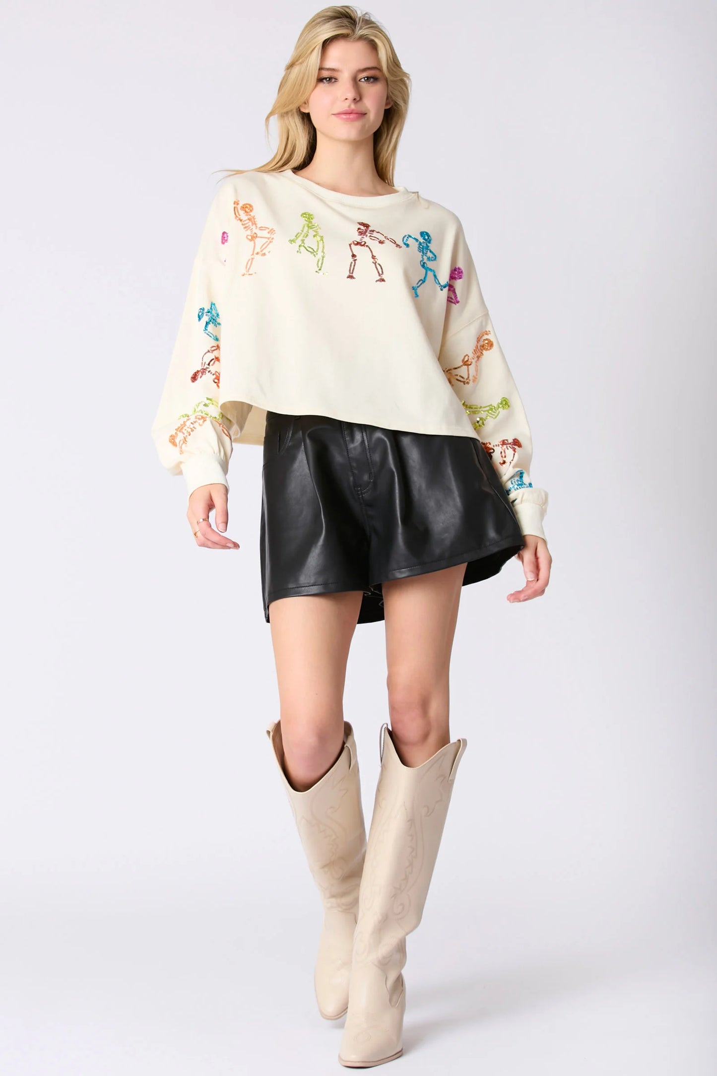 Glitter Patchwork Hoodies Vintage Tshirt Harajuku Slim Long Sleeve Streetwear Women Clothes Halloween Tee Top Autumn Winter