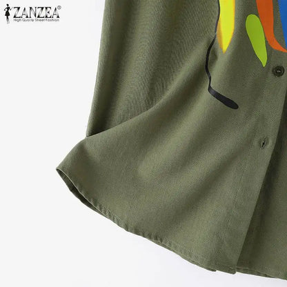 Elegant OL Work Short Sets ZANZEA 2pcs Women Outfits Summer Sleeveless Vest Tops Loose Pant Sets Casual Printed Tracksuits 2024