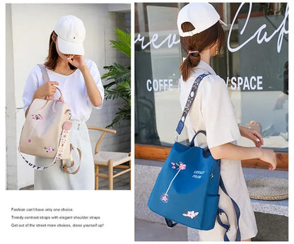 Waterproof Oxford Embroidery Women Backpack Fashion Anti-theft Large Capacity Female Travel Casual Backpacks School Laptop Bag