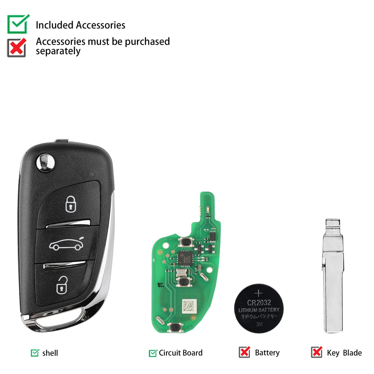 Xhorse XEDS01EN Super Remote For DS Style 3 Buttons with Built-in Super Chip English Version 1 Piece