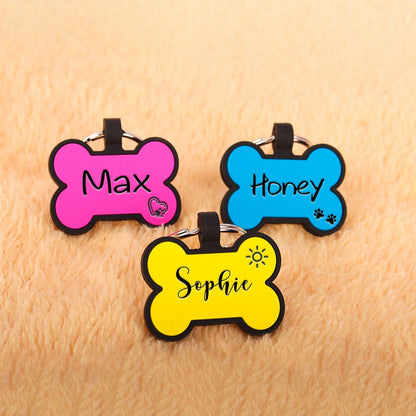 1Pc Personalized Pet Name Tags Soundless Custom Bone Silicone Free Engraving Dog Name Phone Address Pet Supplies
