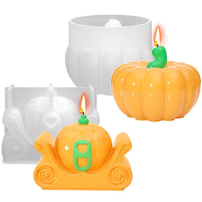 DIY Grimace Squash Silicone Candle Mould Funny Face Cushaw Resin Soap Mold Halloween Party Pumpkin Carriage Chocolate Cake Decor