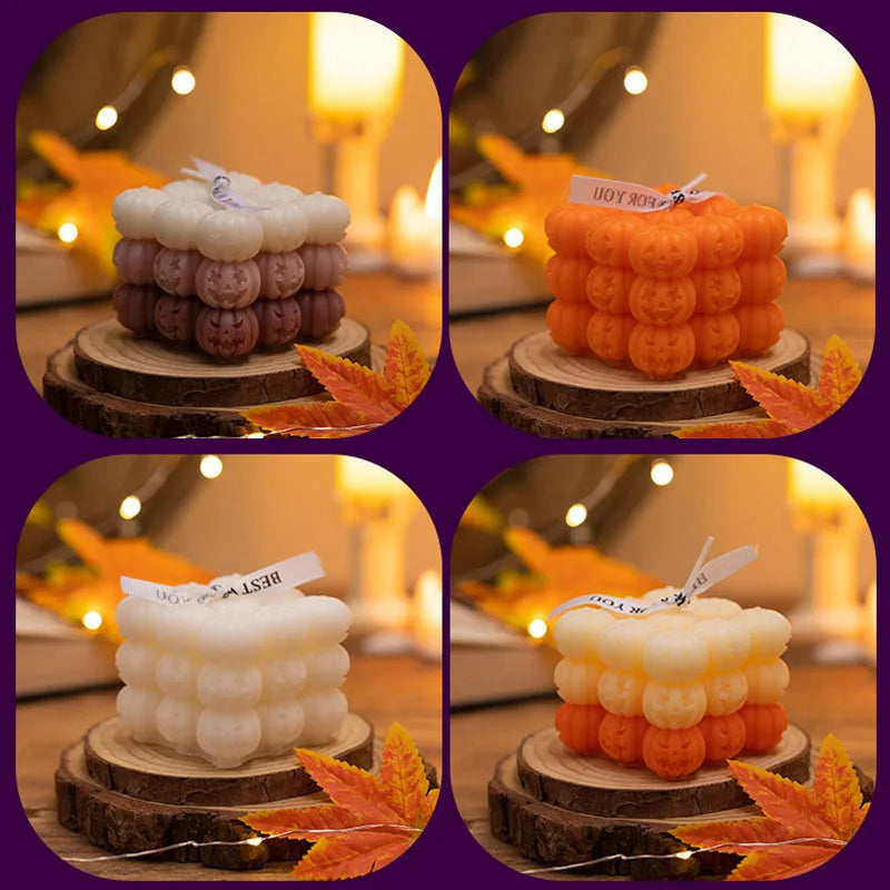 Skull Pumpkin Rubik's Cube Candle Silicone Mold Handmade Halloween Skeleton Decoration Aromatherapy Candle Plaster Resin Mould