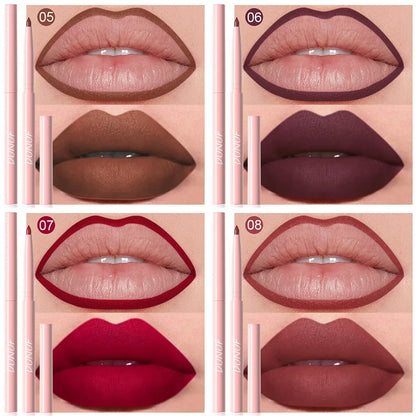 6PC Velvet Matte Lipstick Pen Nude Brown Lip Liner Pencil Kit Smooth Rose Red Pigment Waterproof Long Lasting Dye Cheek Lip Tint