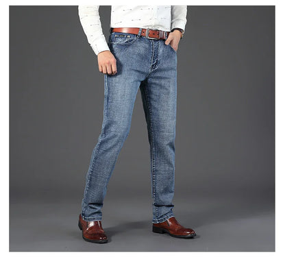 2024 Wthinlee Men's Casual Fashion New Elastic Jeans Pants Work Jeans Classic Men's Fashion Brand Versatile Clothing Blue Black