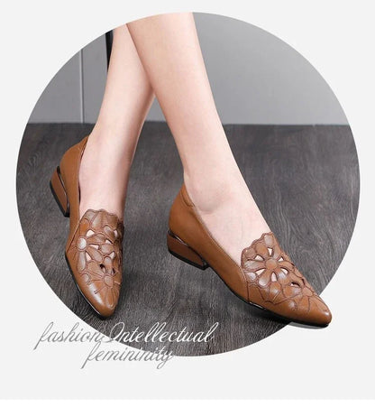 Mid Heel Casual Shoes for Women Heels Wedding Hollow Out Black Square Heel Formal Shoes Work Lady Fall Zapatilla Mujer
