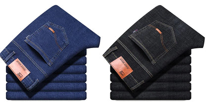 2024 NEW Men's Fashion Business Jeans Classic Style Casual Stretch Slim Jean Pants Male Brand Denim Trousers Black Blue