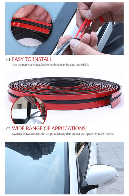 2m Car Seal Strip Rubber Weatherstrip Waterproof Auto Sunroof Window Gap Filler Soundproof Universal Car Weather Strip Sealing