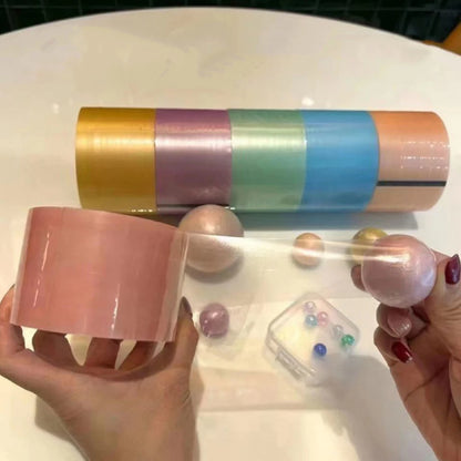 6 Rolls Adhesive Tapes Sticky Ball Tape Colorful Stress Relaxing Sticky Ball Tape Toy Party for Relaxing Toy Rolling Craft Gifts