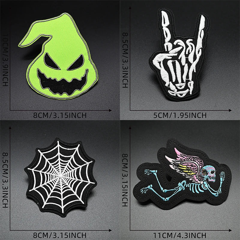 Halloween Iron-on Patch for Clothes Stickers Pumpkin Ghost Apple Devil Embroidery Backpack Jacket Horror Punk Patches Decorative