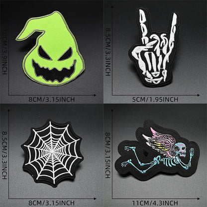 Halloween Iron-on Patch for Clothes Stickers Pumpkin Ghost Apple Devil Embroidery Backpack Jacket Horror Punk Patches Decorative