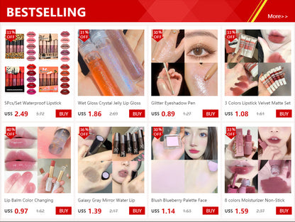 HANDAIYAN Gift 6PC/Set Matte Velvet Lip Gloss Waterproof Long-lasting Liquid Lipstick Cosmetic Beauty Keep 24 Hours Makeup