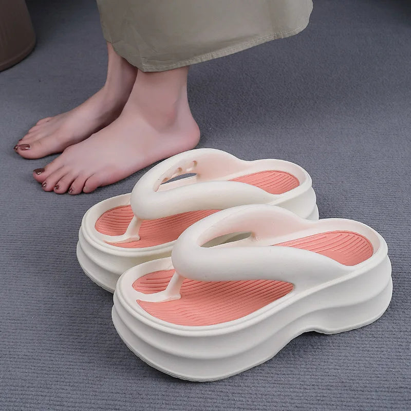 Summer Women's Flip Flops Comfortable Non Slip EVA Thick Sole Sandals 2024 New Fashionable Outdoor Soft Sole Slippers Women