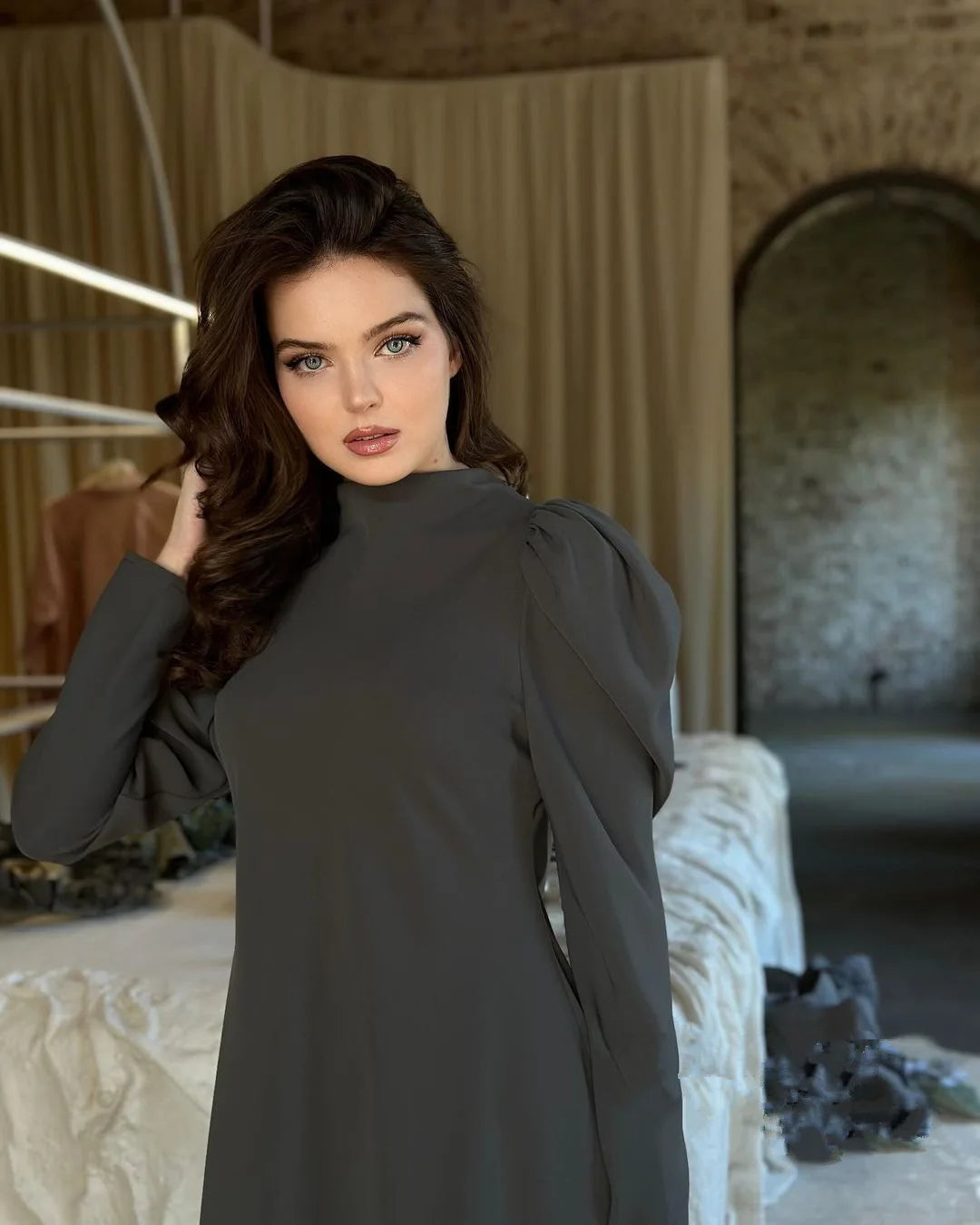 Women Eid Muslim Dresses Lantern Sleeve Morocco Ramadan Solid Sashes Vestidos Dubai Kaftan Arab Slim Casual Abayas Modest