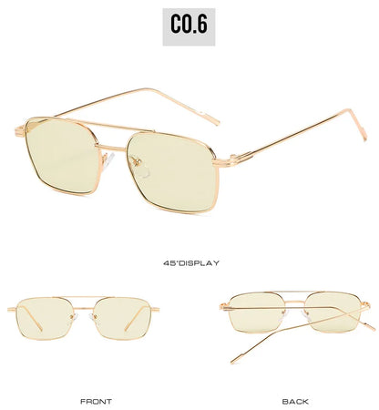 Dropshipping Fashion Square Sunglasses Men Women Metal Sun Glasses Retro Sun Glasses Vintage High Quality Gafas Oculos De Sol