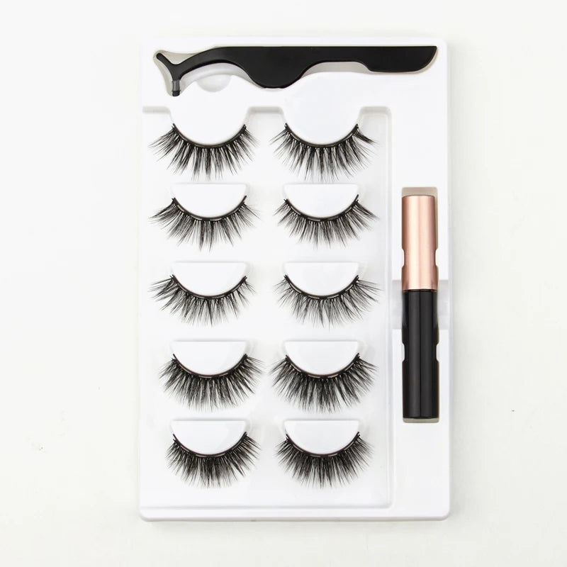 Magnetic Eyelashes Set 3/4/5/10 Pairs Natural Magnet False Eyelashes Makeup Kit Reusable Soft Mink Lashes Eyelash Extension Tool