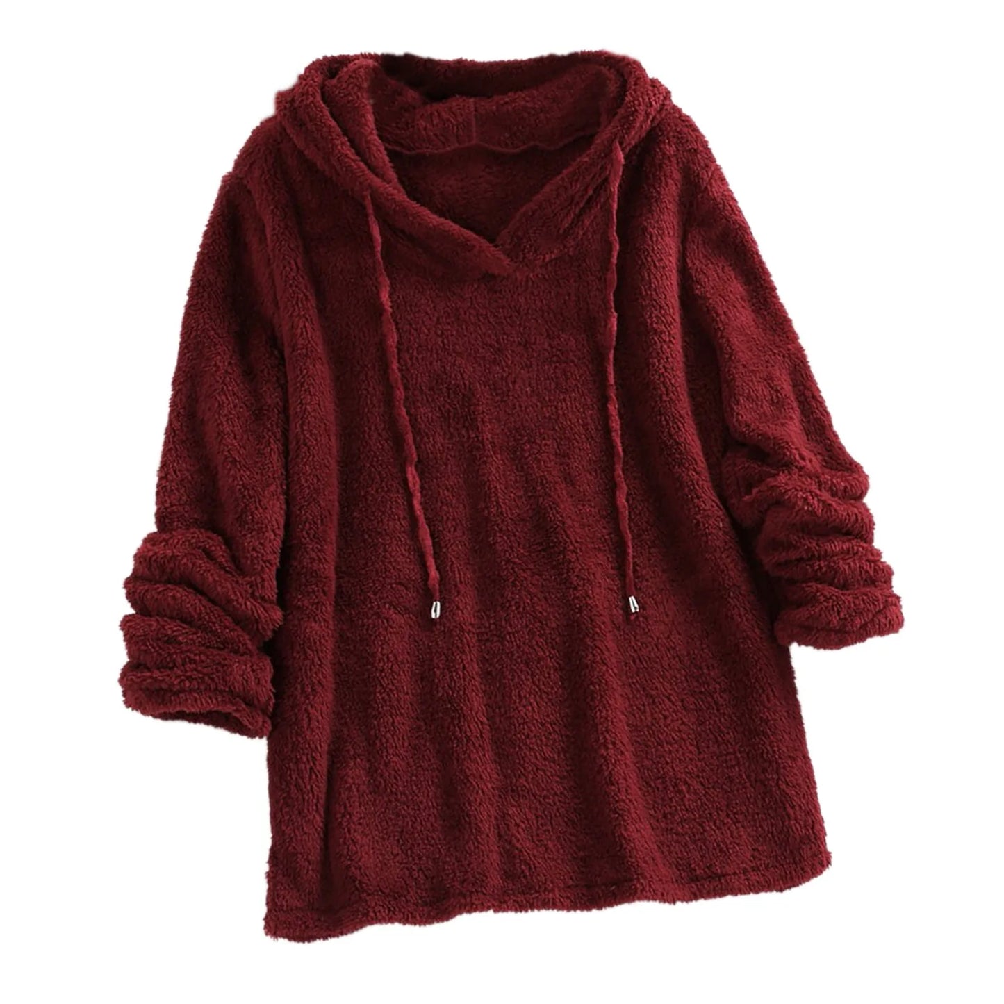 Long Sleeve Plush Hoodies Large Size 2xl Womens Casual Solid Hooded Sweatshirts Tops Cotton Sweatshirt Sudaderas De Mujeres