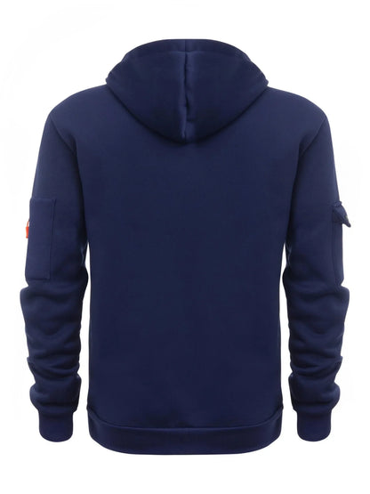 Fashion spring and autumn new men's clothing multi-pocket zipper loose casual pullover sweatshirt hooded European size hoodie