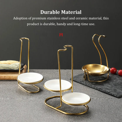 Spoon Rest Holder Rack Kitchen Cookware Organizer Vertical Gold Stand Soup Scoop Storage Restaurant Tableware Stands