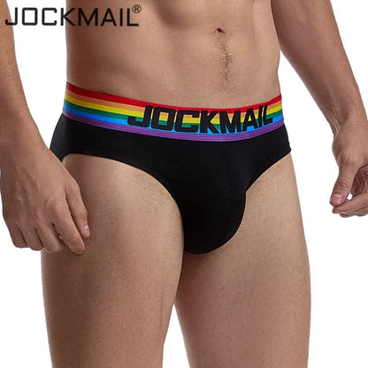 Jockmail Sexy Men's Underwear Briefs Cotton Low Rise Underpant Net yarn Lace , Breathable Summer Shorts calzoncillos hombre slip
