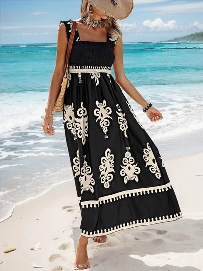 Summer Sexy Halter Beach Holiday For Women's Sundress Fashion Print Elasticated Chest Simple Elegant Female Party Dresses
