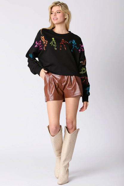 Glitter Patchwork Hoodies Vintage Tshirt Harajuku Slim Long Sleeve Streetwear Women Clothes Halloween Tee Top Autumn Winter